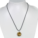 Necklace rubber with natural stone pendant Coin, picture...