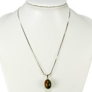 Discreet necklace with natural stone pendant drops, Unakite