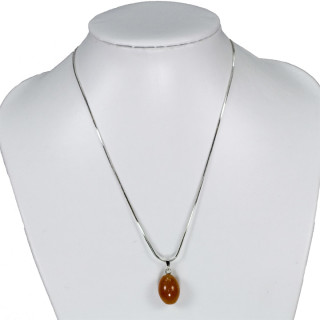 Discreet necklace with natural stone pendant drops, red aventurine