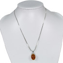 Discreet necklace with natural stone pendant drops, red...