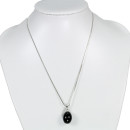 Discreet necklace with natural stone pendant drop, black...