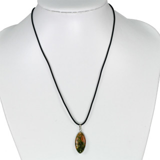 Necklace rubber with natural stone pendant Eye, Unakite