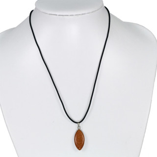 Necklace rubber with natural stone pendant Eye, gold sandstone
