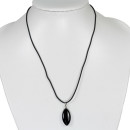 Necklace rubber with natural stone pendant Eye, black agate