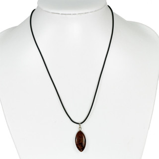 Necklace rubber with natural stone pendant Eye, mahogany osidian