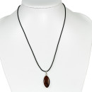 Necklace rubber with natural stone pendant Eye, mahogany...