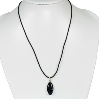 Necklace rubber with natural stone pendant Eye, snowflake osidian