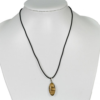 Necklace rubber with natural stone pendant Eye, picture jasper