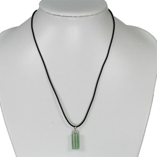 Necklace rubber with natural stone pendant cylinder, green aventurine