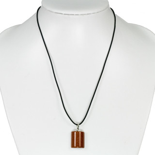Necklace rubber with natural stone pendant Half, gold sandstone