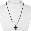 Necklace rubber with natural stone pendant cross,...