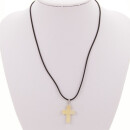 Necklace rubber with natural stone pendant cross, yellow...