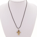 Necklace rubber with natural stone pendant cross, picture...