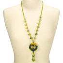 Ribbon necklace agate, yellow-green
