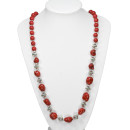 Long necklace red turquoise