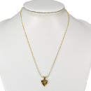 Fashionable necklace with rhinestones, heart, gold