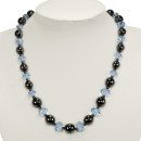 Hematite necklace "Diamond", 6-12mm, blue