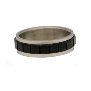 Stainless steel ring silver-black