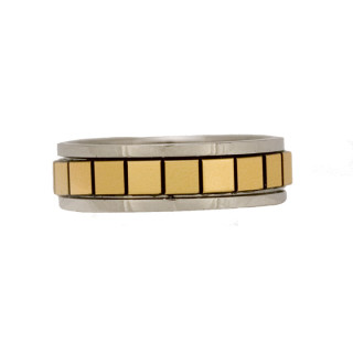 Edelstahlring Silber-Gold