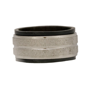 Stainless steel ring silver sand double