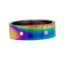 Stainless steel ring rainbow with stone