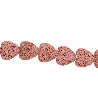 strand colored lava, light red, heart 20mm
