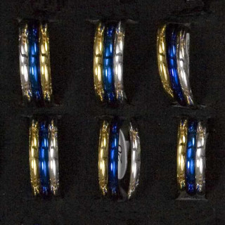 Stainless steel ring triple (gold/Silver/Blue)