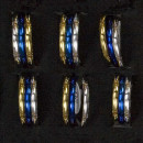 Edelstahlring Dreifach (Gold/Silber/Blau)
