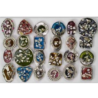Sortiment emailierte Ringe mit Perlmutt