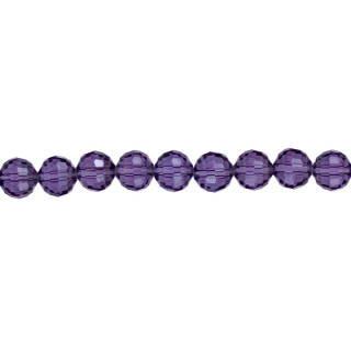 strand facetted glass beads, ball, 12mm, 96fac., 55cm, purple