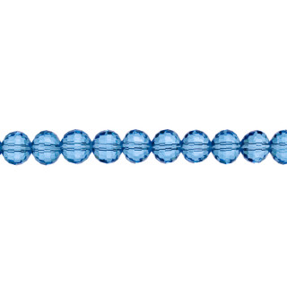 strand facetted glass beads, ball, 12mm, 96fac., 55cm, blue
