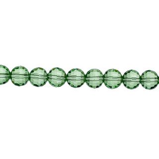 strand facetted glass beads, ball, 10mm, 96fac., 65cm, green