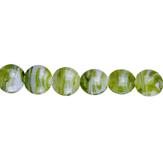 strand glass beads Cara, Coin 20x10mm, 47cm, green - only 2 strands left!