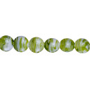 strand glass beads Cara, Coin 20x10mm, 47cm, green