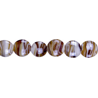 strand glass beads Cara, Coin 20x10mm, 47cm, brown - only 4 strands left!