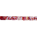 strand glass beads Cara, roller 16x11mm, 48cm, red