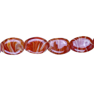 strand glass beads Cara, 30x24x10mm, 44cm, red