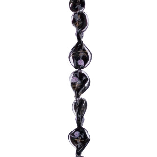 strand glass beads twisted, 20x15mm, 38cm, black
