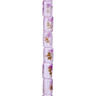 strand glass beads, 18x12mm, 25cm, pink patterned - only 4 strands left!