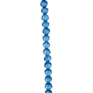 strand facetted glass beads, ball, 6mm, 32fac., 57cm, blue