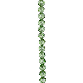 strand facetted glass beads, ball, 6mm, 32fac., 57cm, green