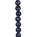 strand porcelain beads, ball 18mm, 32cm, dark blue patterned