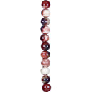 strand porcelain beads, ball 12mm, 35cm, red patterned