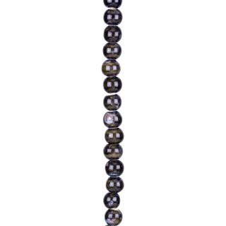 Strang Porzellanperlen, Kugel 10mm, 31cm, Braun gemustert