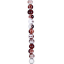 strand porcelain beads, ball 10mm, 31cm, red patterned