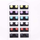 Earpins Multicoloured, Set 12pair, Bead 6mm