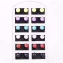 Ohrpins Bunt, Set 12Paar, Perle 6mm