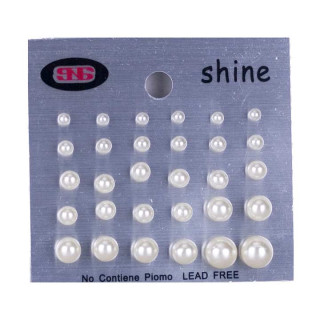 Ohrpins, Set 15 Paar, Perle Creme 3-10mm