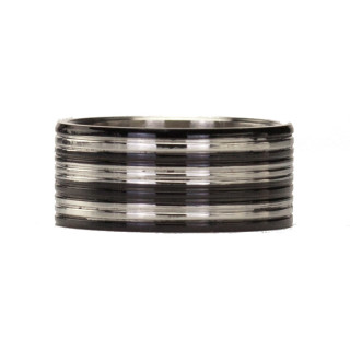 Edelstahlring Schwarz-Silber, 10mm