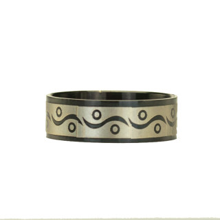 Stainless steel ring black-grey, set